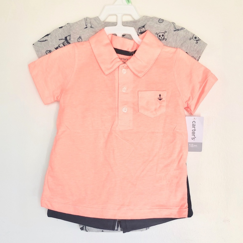 NWT Carter's Boys Matching Set, Onesie, 18 Months